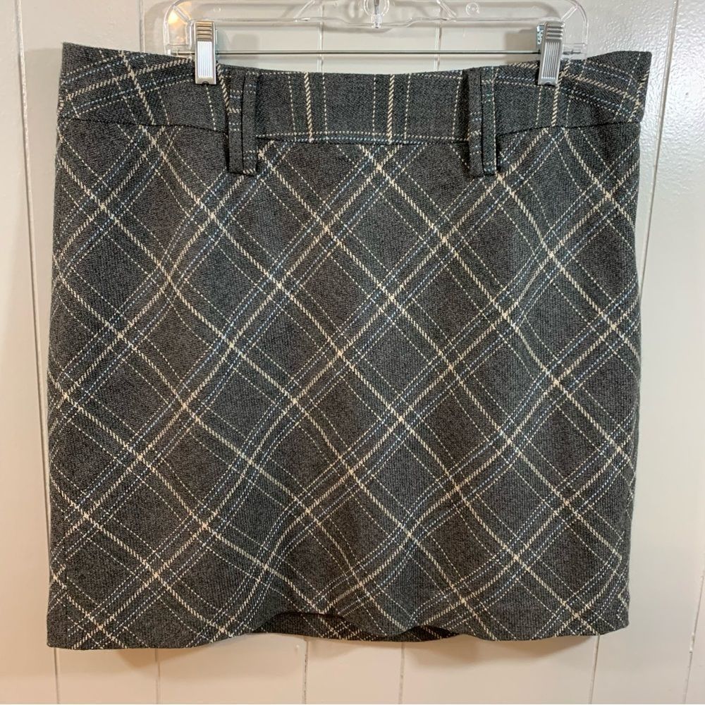 Venezia Jeans Gray Plus Wool Blend Academia Argyle Lined Career Skirt 18 NEW